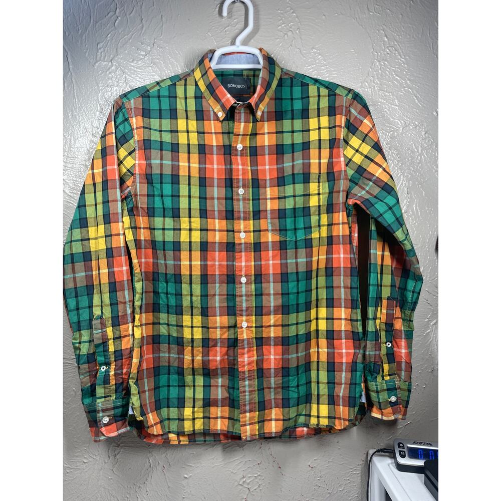 Bonobos mens button‎ down check plaid shirt size medium